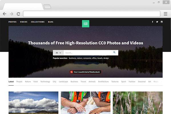 Screen cap of ISO Republic free stock photo website